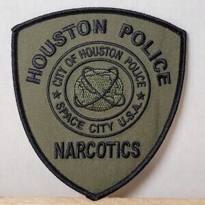 Houston Police Narcotics Green & Black Iron On Patch - NEW